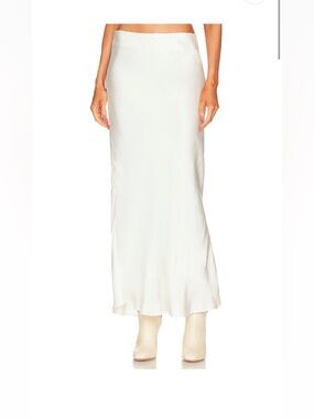 Bardot White Satin Midi Skirt